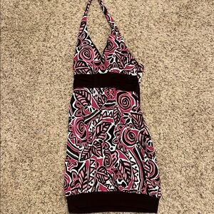 Pink and Brown Halter Dress